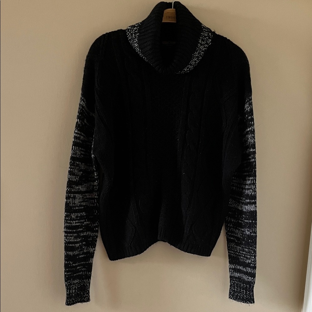 Stylish Black and Gray Women's Cowl Neck Sweater